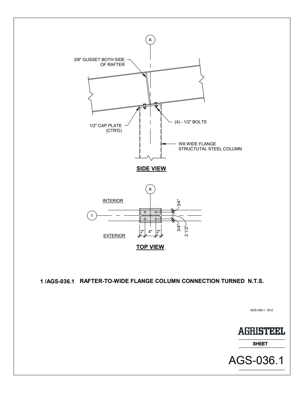 AGS-036.1 — rafter to turned W8 column.