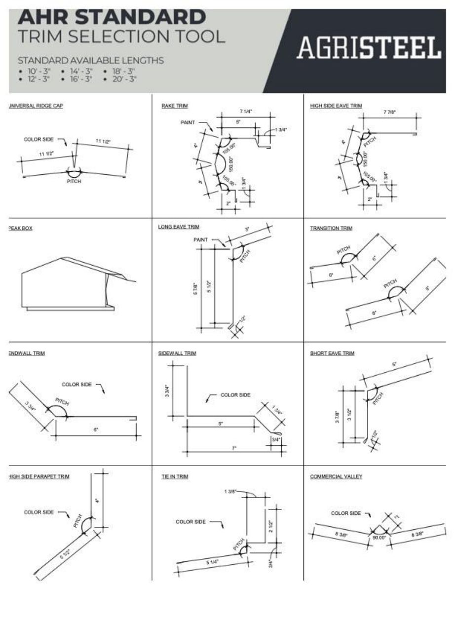 AHR trim pieces with fastener patterns.